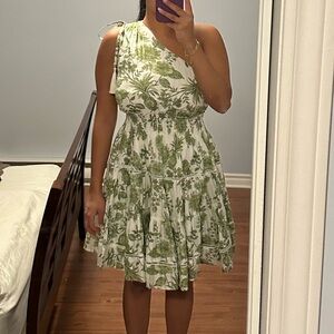 Taylor Green Asymmetrical Ruffled Blouse